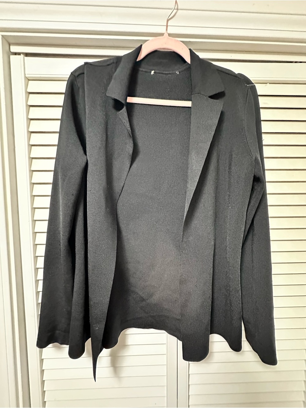 Black Open-Front Womens Jacket - Classic Draped Blazer. Designer